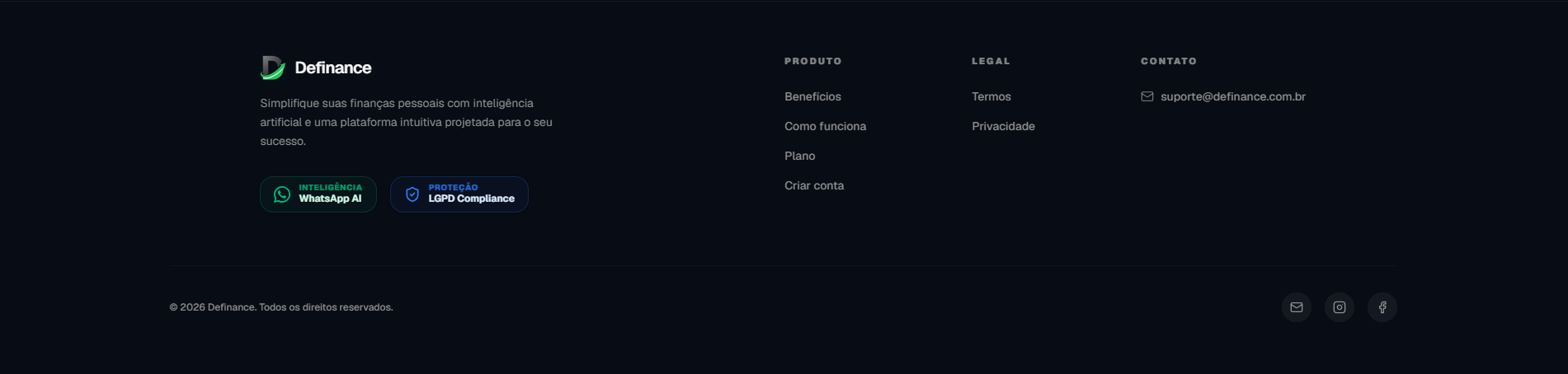 Rodapé da página institucional (Footer)
